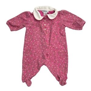 Ralph Lauren Floral Peter Pan Collar Footie Romper 3M Pink Cottagecore Preppy